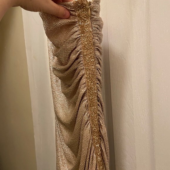 One shoulder Calvin Klein dress with slit *GOLD - Picture 10 of 13